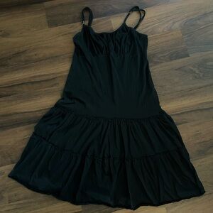 Vintage WANT Spaghetti Strap Ruffle Hem Black Dress Y2K Whimsigoth Size Large